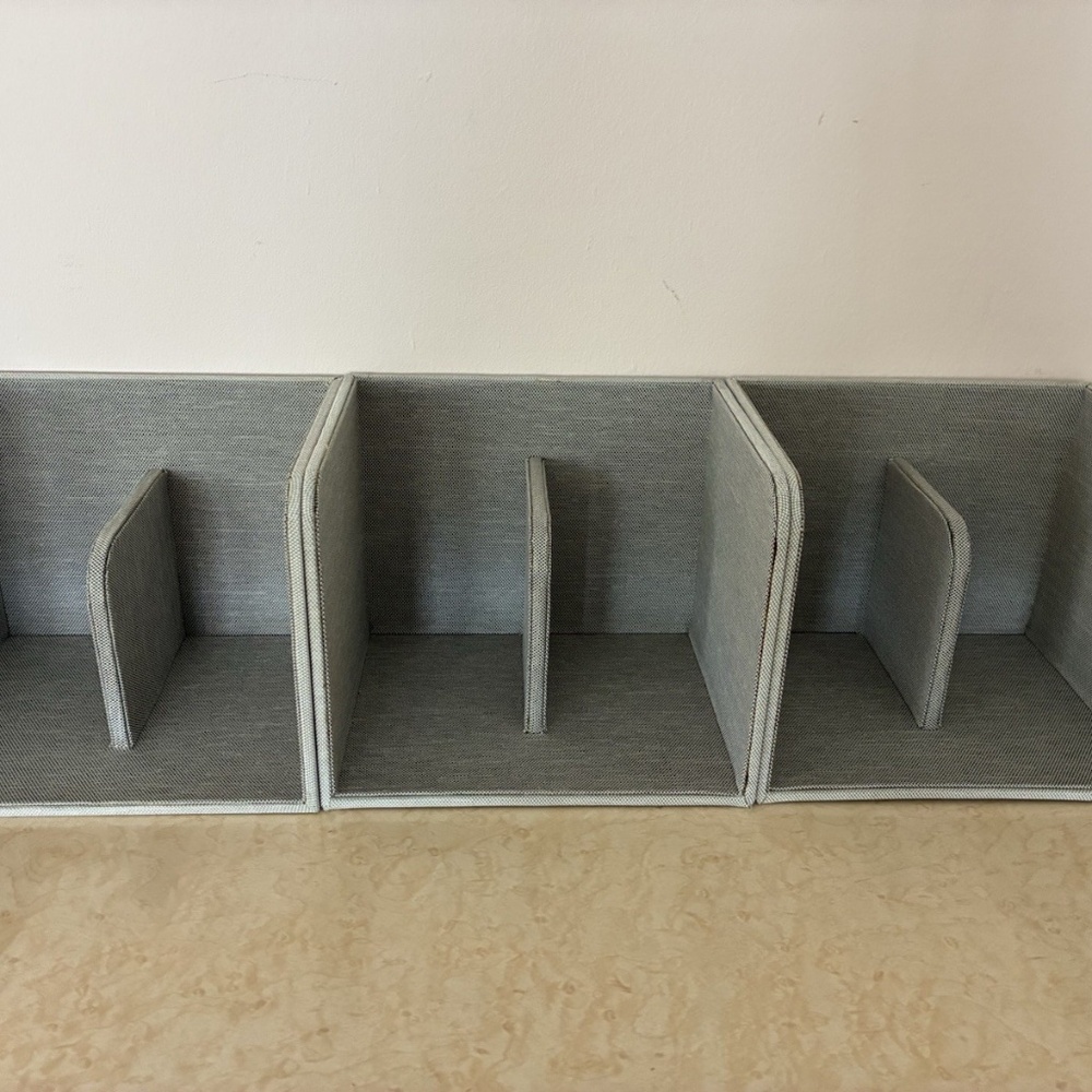 Set of 3 CARAWAY Gray Fabric Magnetic Storage Organizers -New
